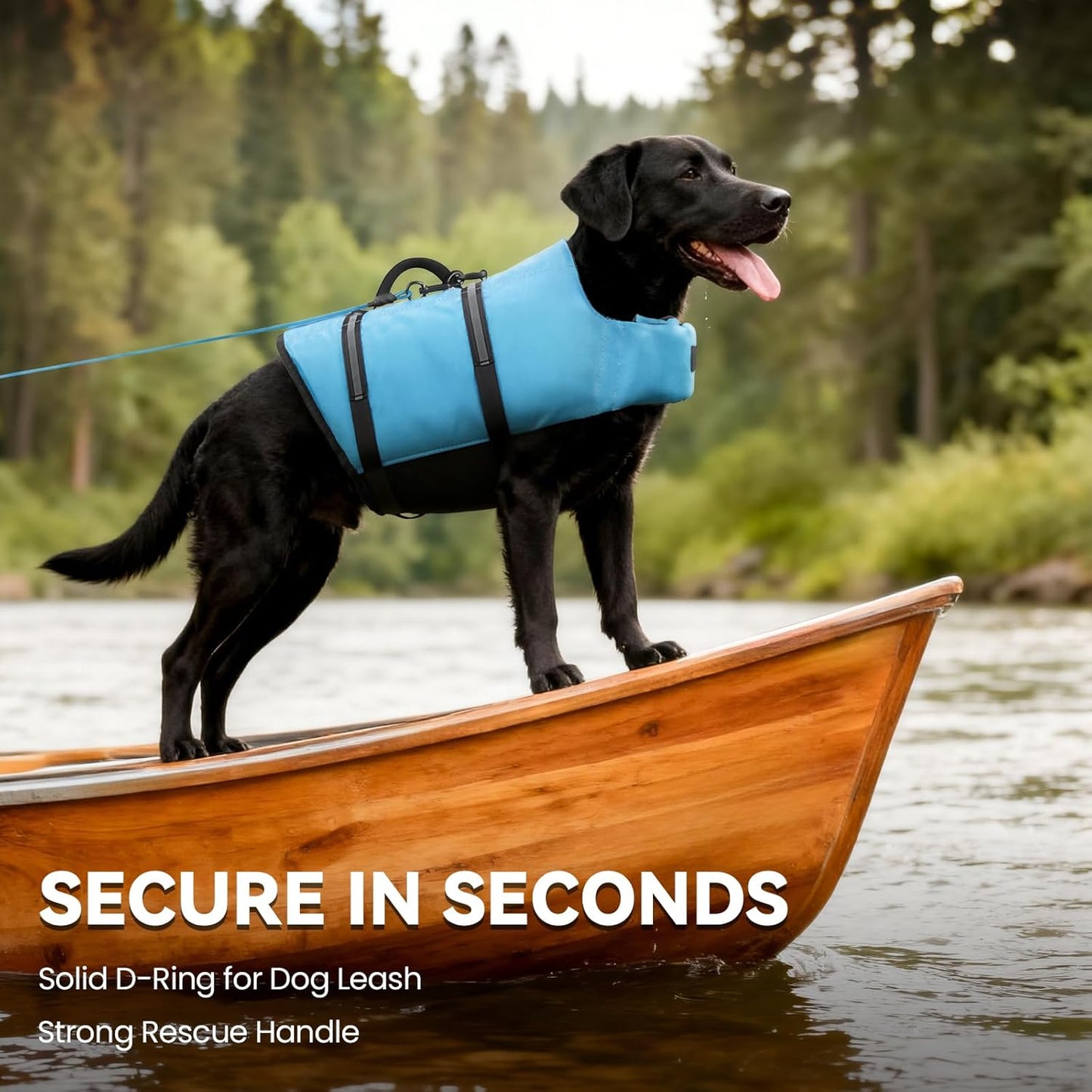 Dog Life Vest Rip Stop Dog Swim Vest, M, Blue | High Visibility Ripstop for Puppy Cat Doggy, Life Jacket with Handle & Leash Ring for Boating & Swimming