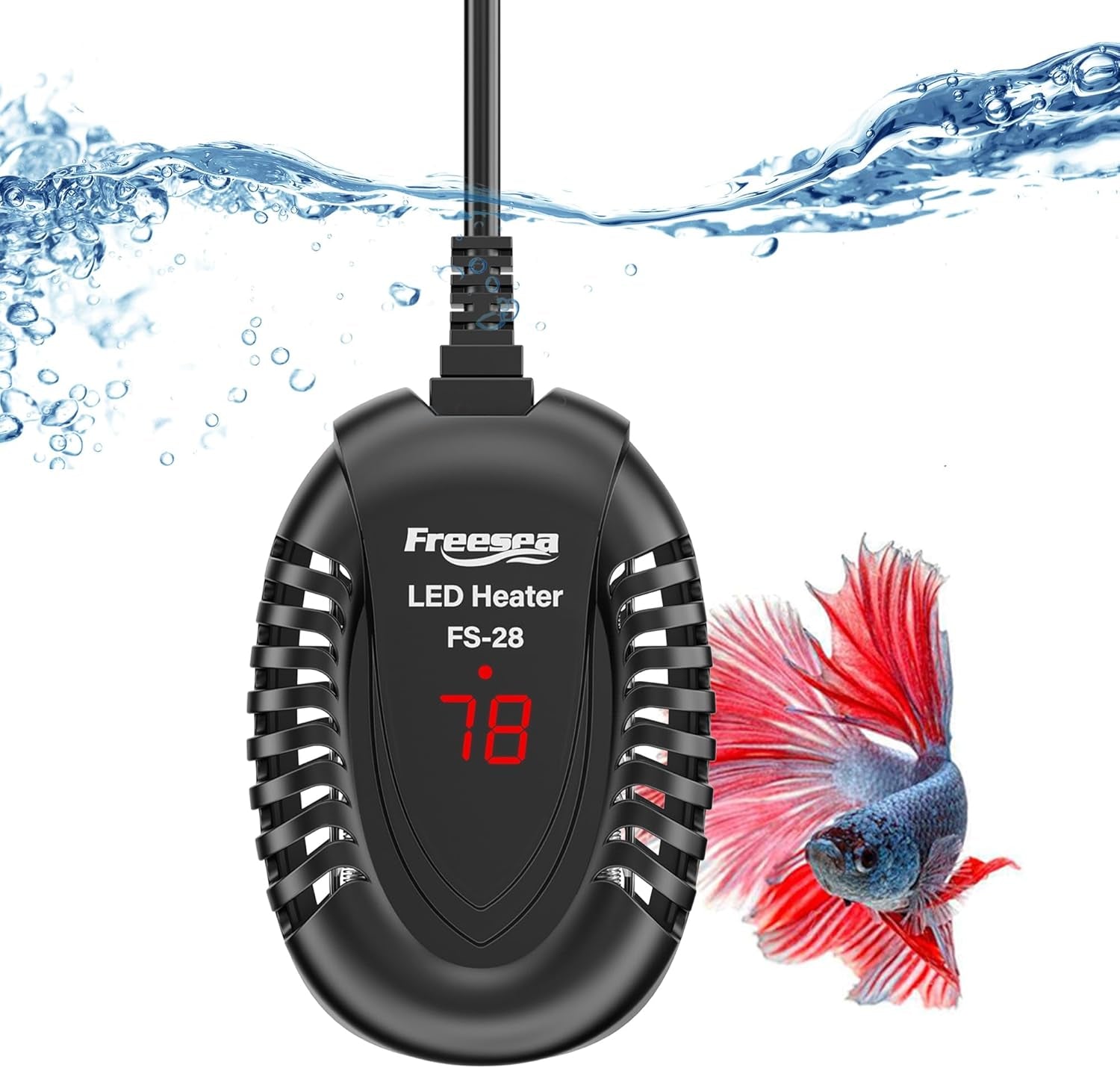 Aquarium Fish Tank Heater: 75W Small Submersible Turtle Heater with Adjustable Temperature External Controller for Betta | Saltwater | Freshwater | 5-15 Gallon