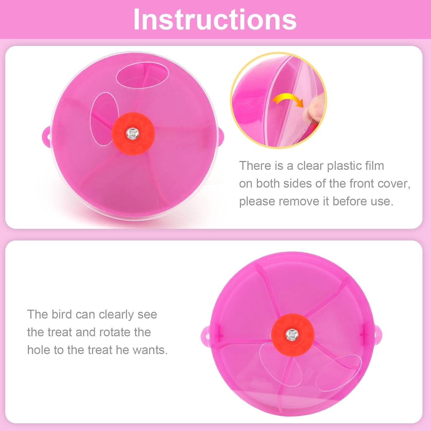 Bird Creative Foraging System Wheel Seed Food Ball Rotate Training Toy for Small and Medium Parrots Parakeet Cockatiel Conure (Purple)